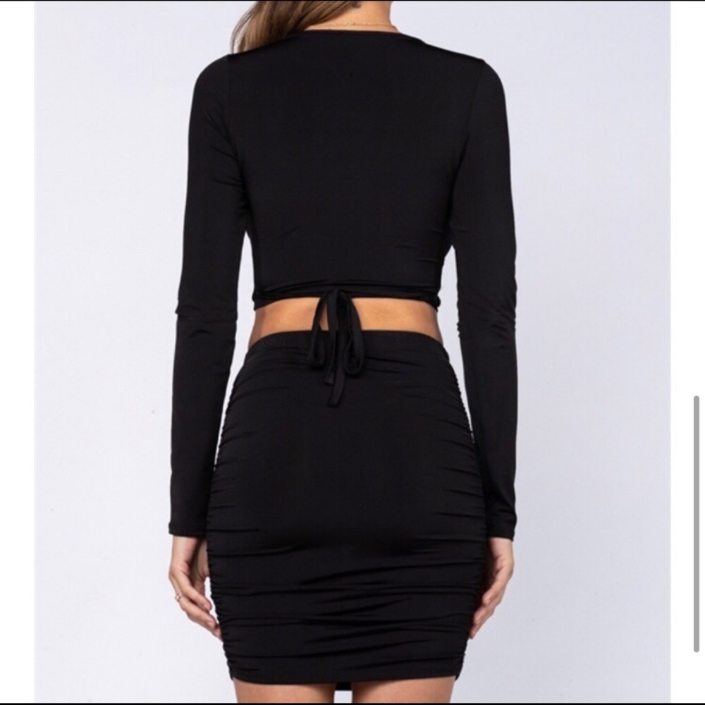 USA Made 2 piece set ultra slim fit stretchy sexy women’s crop mini skirt - Picture 4 of 4